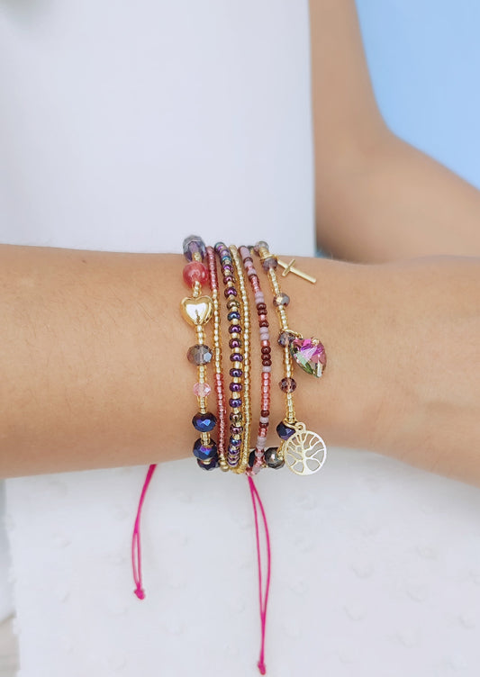 PULSERA SET FUCSIA